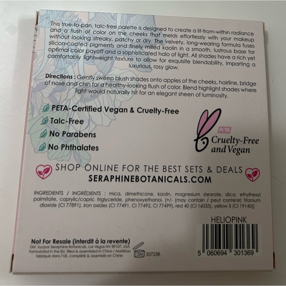 NIB Seraphine Botanicals Geranium +Glow Blush and Highlight Palette in HELIOPINK - Picture 2 of 5